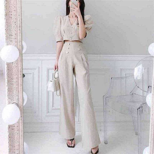 summer korean style chic ol two piece set women crop puff sleeve blouse shirt + high waist pants outfits 210514, White
summer korean style chic ol two piece set women crop puff sleeve blouse shirt + high waist pants outfits 210514, White