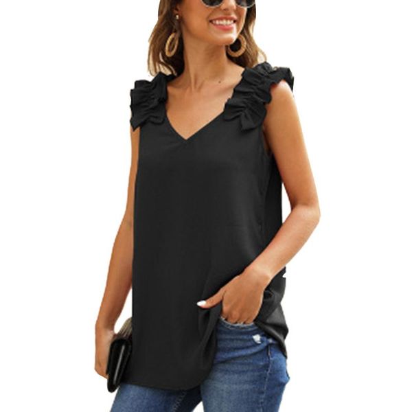 women's blouses & shirts women casual loose ladies ruffles sleeveless v neck solid shirt blusas femininas tank plus size s-2xl, White
women's blouses & shirts women casual loose ladies ruffles sleeveless v neck solid shirt blusas femininas tank plus size s-2xl, White