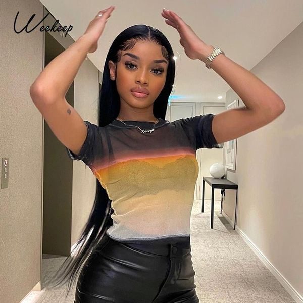 women's t-shirt weekeep tie dye mesh see through t-shirts women short sleeve o neck pullover skinny tee shirts summer casual harajuku s, White
women's t-shirt weekeep tie dye mesh see through t-shirts women short sleeve o neck pullover skinny tee shirts summer casual harajuku s, White