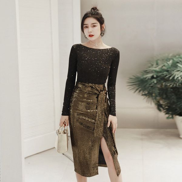 skirt fashionable party night girl's group club spring cheer bright young personality thin top division come out two pieces together, Black
skirt fashionable party night girl's group club spring cheer bright young personality thin top division come out two pieces together, Black