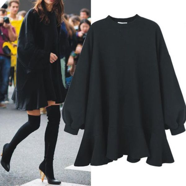 casual dresses black loose hoodies ruffles irregular lady oversized mini dress 2021 winter o neck batwing sleeve plus size 4xl pullover, Black;gray
casual dresses black loose hoodies ruffles irregular lady oversized mini dress 2021 winter o neck batwing sleeve plus size 4xl pullover, Black;gray