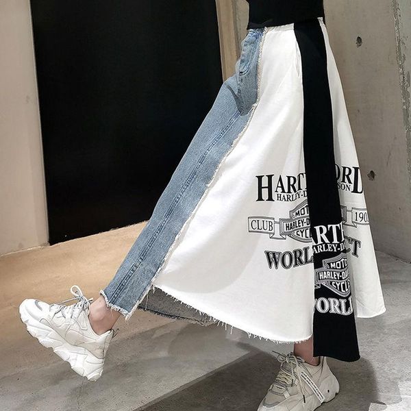 skirts european style letter printing patchwork denim women loose a line mid-length skirt female temperament irregular faldas, Black
skirts european style letter printing patchwork denim women loose a line mid-length skirt female temperament irregular faldas, Black