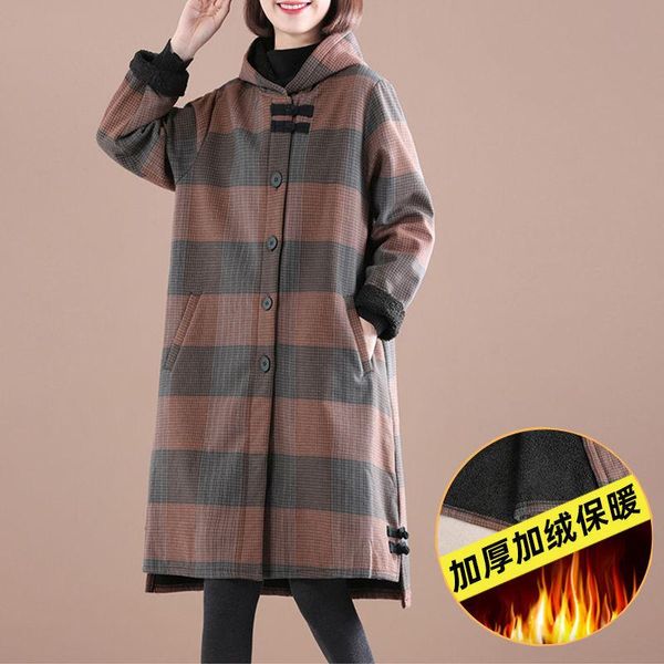 women's trench coats autumn winter trenach coat korean retro loose large size hooded plaid plus velvet warm windbreaker female mid-long, Tan;black
women's trench coats autumn winter trenach coat korean retro loose large size hooded plaid plus velvet warm windbreaker female mid-long, Tan;black