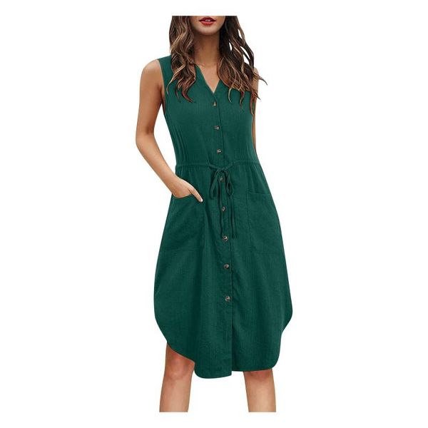 casual dresses women holiday beach mini dress summer sleeveless v-neck button shirt pockets drawstring lady sundress, Black;gray
casual dresses women holiday beach mini dress summer sleeveless v-neck button shirt pockets drawstring lady sundress, Black;gray