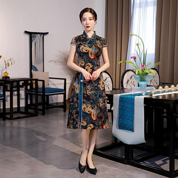 ethnic clothing print cheongsam mandarin collar chinese style qipao satin vintage button a-line dress gown women short sleeve vestidos, Red
ethnic clothing print cheongsam mandarin collar chinese style qipao satin vintage button a-line dress gown women short sleeve vestidos, Red