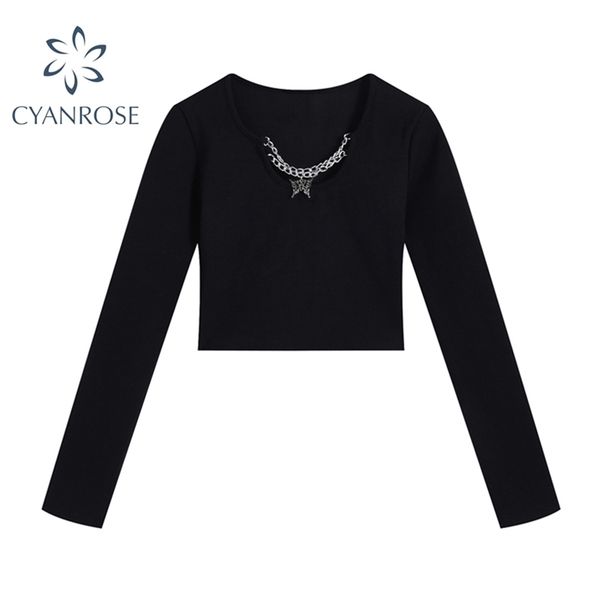 gothic punk chain long sleeve crop bodycon tees or women black fashion skinny t shirt goth party club female 210515, White
gothic punk chain long sleeve crop bodycon tees or women black fashion skinny t shirt goth party club female 210515, White
