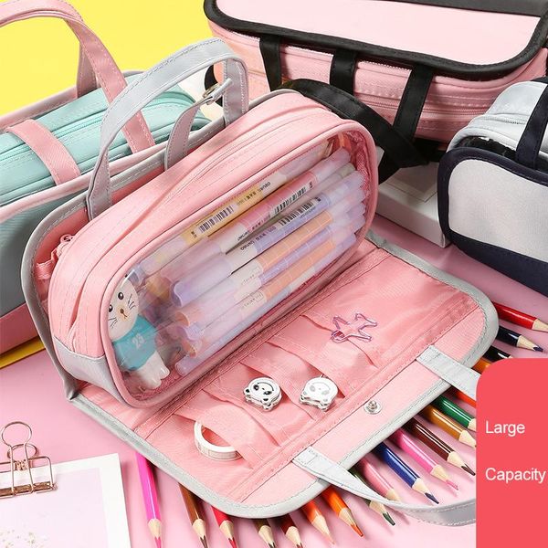 multi-function transparent large-capacity pencil bag for girls multi-layer portable zipper school case pouch bags
multi-function transparent large-capacity pencil bag for girls multi-layer portable zipper school case pouch bags