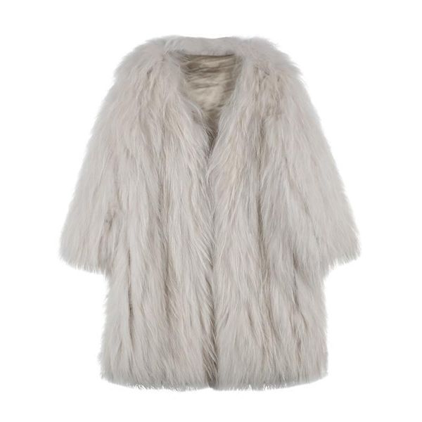 women's fur & faux arrival knitted real raccoon coat round collar genuine jacket nature pure true overcoat rc312-02, Black
women's fur & faux arrival knitted real raccoon coat round collar genuine jacket nature pure true overcoat rc312-02, Black