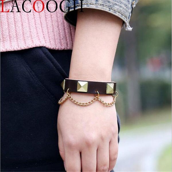 charm bracelets lacoogh vintage style punk with chain leather ladies bracelet for men length 21cm bangles jewelry fashion femme, Golden;silver
charm bracelets lacoogh vintage style punk with chain leather ladies bracelet for men length 21cm bangles jewelry fashion femme, Golden;silver