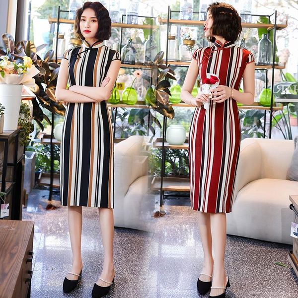 summer women short sleeve striped cheongsam exquisite retro classic chinese dress vintage button trim slim novelty qipao ethnic clothing, Red
summer women short sleeve striped cheongsam exquisite retro classic chinese dress vintage button trim slim novelty qipao ethnic clothing, Red