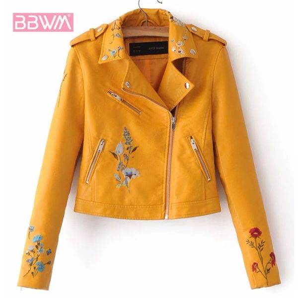 embroidery female autumn korean version of the lapel locomotive pu leather short-sleeved lapel jacket yellow pink coat 210507, Black
embroidery female autumn korean version of the lapel locomotive pu leather short-sleeved lapel jacket yellow pink coat 210507, Black