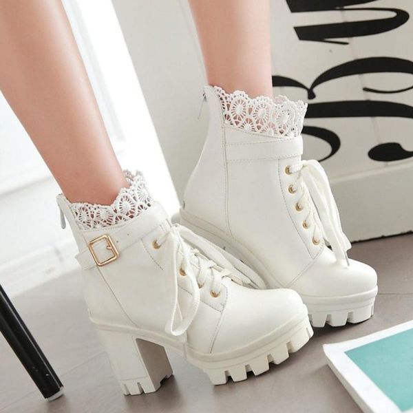 boots women genuine pu winter and autumn fashion women's thick high heel lace up ankle platform student shoes, Black
boots women genuine pu winter and autumn fashion women's thick high heel lace up ankle platform student shoes, Black