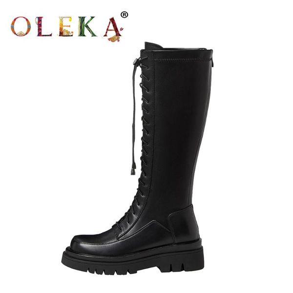 boots oleka leather knee-high winter for women platform rome round toe fashion style motorcycle as820, Black
boots oleka leather knee-high winter for women platform rome round toe fashion style motorcycle as820, Black