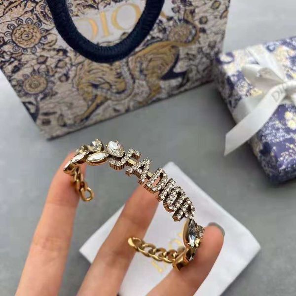 luxury jewelry 2021 new letter inlaid diamond bracelet, Black