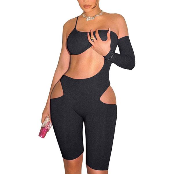 women playsuit ladies sling solid color one shoulder long sleeve hollow out design bodysuit jumpsuit piece romper women's jumpsuits & r, Black;white 
women playsuit ladies sling solid color one shoulder long sleeve hollow out design bodysuit jumpsuit piece romper women's jumpsuits & r, Black;white
