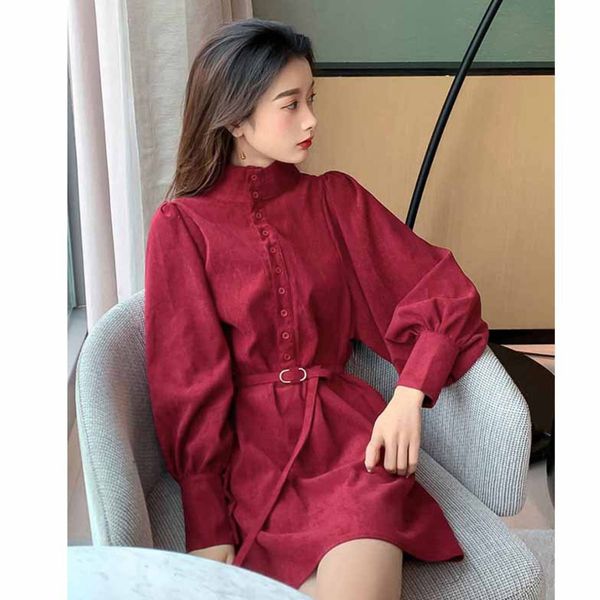 spring korean chic casual stand collar solid color single breasted lace up lantern sleeve corduroy shirt dress 16w457 210510, Black;gray
spring korean chic casual stand collar solid color single breasted lace up lantern sleeve corduroy shirt dress 16w457 210510, Black;gray