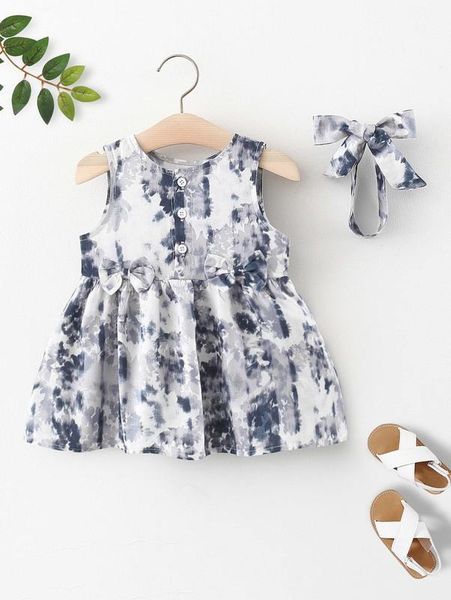 baby tie dye bow front dress with headband she, Red;yellow 
baby tie dye bow front dress with headband she, Red;yellow