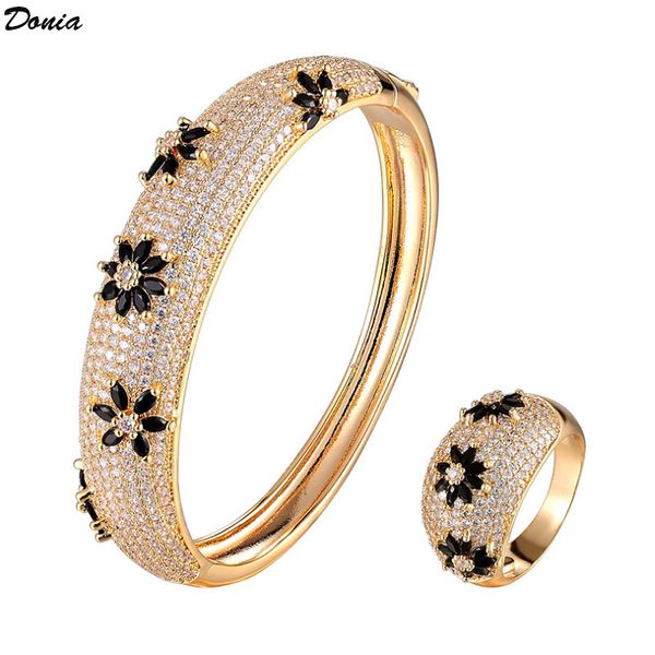 donia jewelry bangle four-leaf flower exaggerated titanium steel micro-inlaid zircon european and american fashion designer gift, Black
donia jewelry bangle four-leaf flower exaggerated titanium steel micro-inlaid zircon european and american fashion designer gift, Black