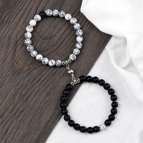 beaded, strands 2pcs/set round magnet pendant natural stone bracelet yoga healing elastic pulsera lovers distance chain friendship jewelry g, Black
beaded, strands 2pcs/set round magnet pendant natural stone bracelet yoga healing elastic pulsera lovers distance chain friendship jewelry g, Black