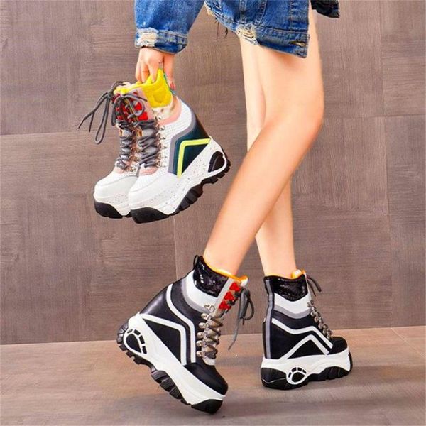 punk goth fashion sneaker women's buckle cow leather ankle boots round toe platform wedge high heel oxfords lace up shoes, Black
punk goth fashion sneaker women's buckle cow leather ankle boots round toe platform wedge high heel oxfords lace up shoes, Black