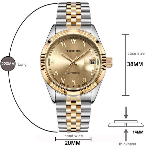 wristwatches steel watches men automatic arabic numerals muslim wristwatch stainless waterproof mechanical erkek kol saati reloj árabe, Slivery;brown
wristwatches steel watches men automatic arabic numerals muslim wristwatch stainless waterproof mechanical erkek kol saati reloj árabe, Slivery;brown