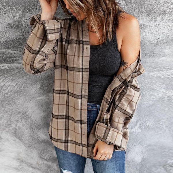 women's jackets ladies coats loose plaid color block long sleeve casual striped blouse coat shirt, Black;brown
women's jackets ladies coats loose plaid color block long sleeve casual striped blouse coat shirt, Black;brown