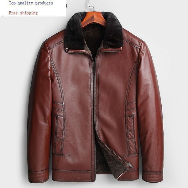 men's leather & faux winter genuine jacket men 100% cow coat sheep fur lining collar shearling jackets kl168761, Black
men's leather & faux winter genuine jacket men 100% cow coat sheep fur lining collar shearling jackets kl168761, Black