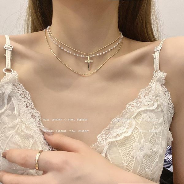 chokers 2021 multi-layered pearl clavicle chain choker necklace female high sense cross pendant necklaces for women jewelry, Golden;silver
chokers 2021 multi-layered pearl clavicle chain choker necklace female high sense cross pendant necklaces for women jewelry, Golden;silver