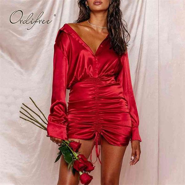 autumn summer women satin dress long sleeve silk shiny black red draped party 210513, Black;gray
autumn summer women satin dress long sleeve silk shiny black red draped party 210513, Black;gray