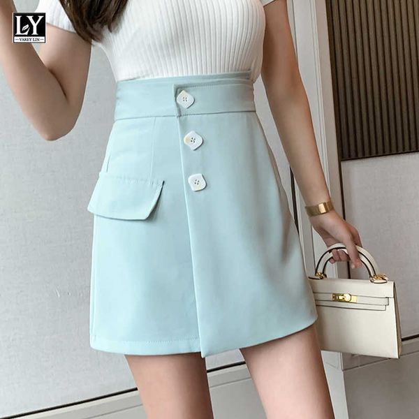ly varey lin summer casual female solid color a-line single breasted short skirt women high waist asymmetrical mini skirts 210526, Black
ly varey lin summer casual female solid color a-line single breasted short skirt women high waist asymmetrical mini skirts 210526, Black