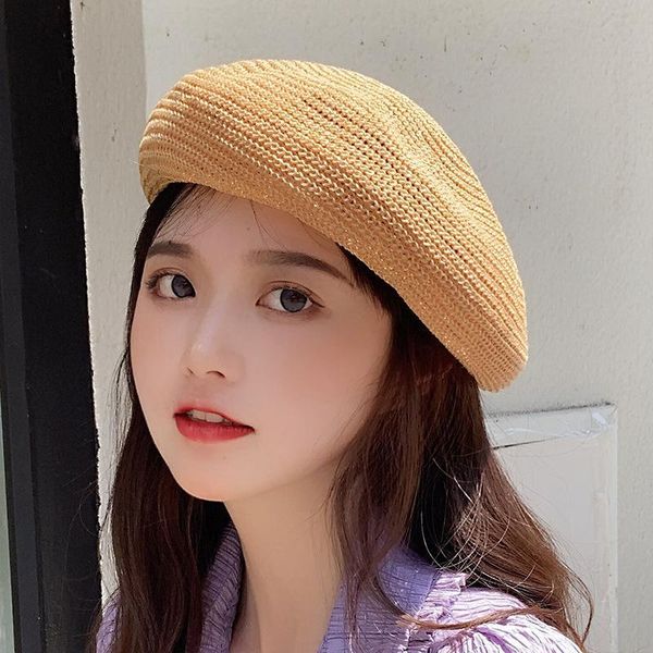 berets 2021 sun hats for women solid color beret straw french artist summer hat casual spring holiday caps beach, Blue;gray
berets 2021 sun hats for women solid color beret straw french artist summer hat casual spring holiday caps beach, Blue;gray