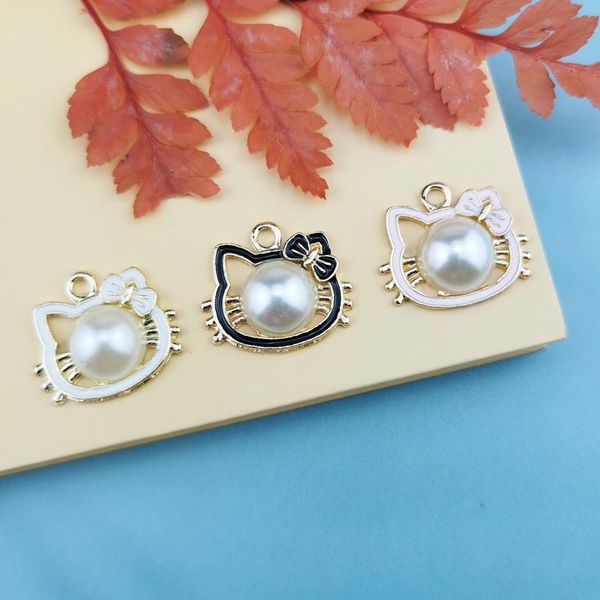 charms 10pcs alloy cartoon pearl cat pendant earrings charm diy handmade necklace keychain accessories, Bronze;silver
charms 10pcs alloy cartoon pearl cat pendant earrings charm diy handmade necklace keychain accessories, Bronze;silver