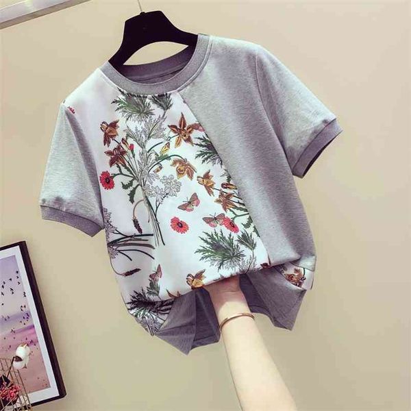 women's o neck short sleeves patchwork floral tee cotton t-shirt summer girls pullover casual tees a2689 210428, White
women's o neck short sleeves patchwork floral tee cotton t-shirt summer girls pullover casual tees a2689 210428, White