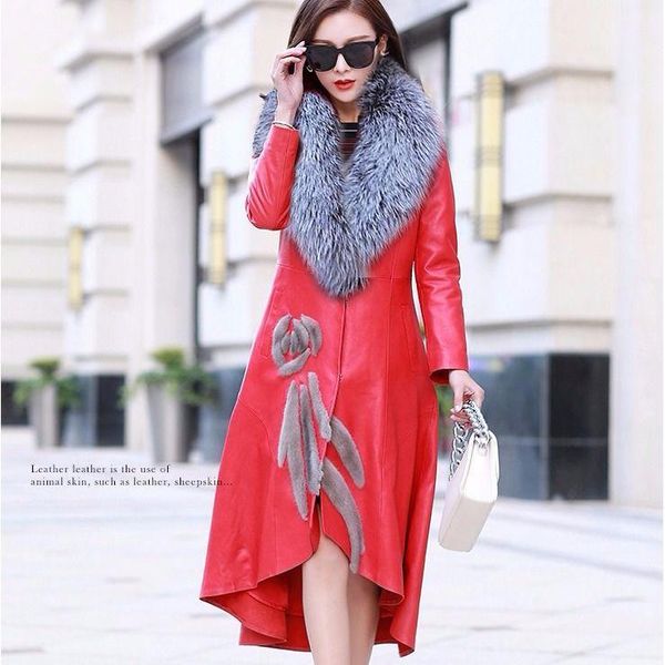 women's trench coats autumn winter women leather fur coat for slim design long with belt, Tan;black
women's trench coats autumn winter women leather fur coat for slim design long with belt, Tan;black