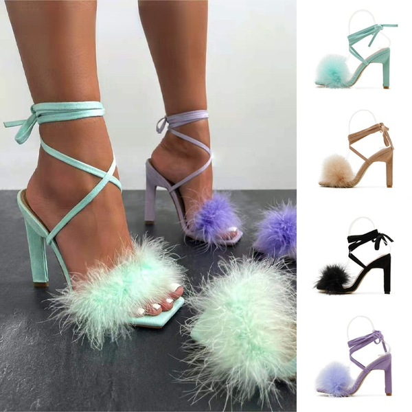 summer new european and american star women's shoes rabbit hair cross bandage open toe high-heeled sandals, Black
summer new european and american star women's shoes rabbit hair cross bandage open toe high-heeled sandals, Black