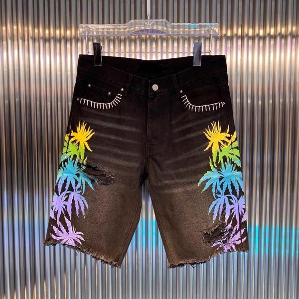 men's jeans do old wash hole coconut tree print embroidery shorts summer high street fashion brand five pants, Blue
men's jeans do old wash hole coconut tree print embroidery shorts summer high street fashion brand five pants, Blue