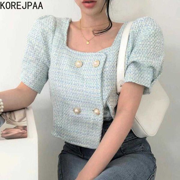 korejpaa women jackets korean fashion chic temperament pearl double-row buckle design loose bubble sleeves tweed short coat 210526, Black;brown
korejpaa women jackets korean fashion chic temperament pearl double-row buckle design loose bubble sleeves tweed short coat 210526, Black;brown
