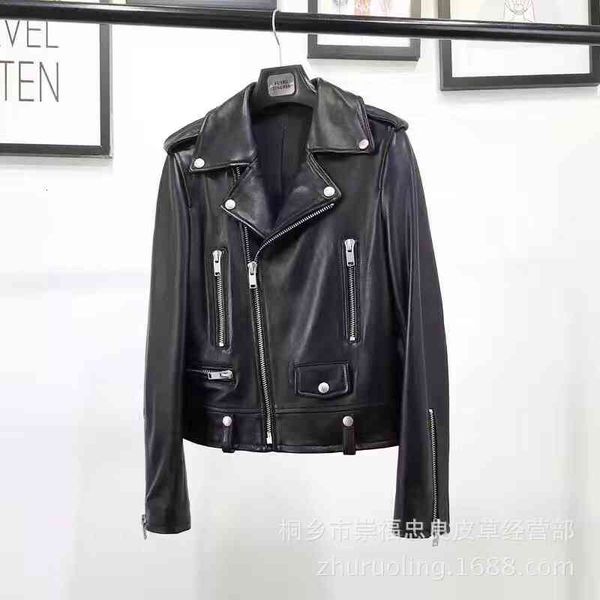 women's leather & faux genuine sheepskin woman jacket slp same style motorcycle leather man men and women couple short 62k4, Black
women's leather & faux genuine sheepskin woman jacket slp same style motorcycle leather man men and women couple short 62k4, Black