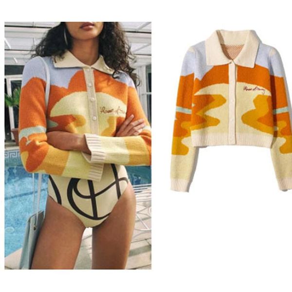 women's knits & tees autumn floral print knitted sweater chic fashion sunshine single-breasted loose cardigan women, White
women's knits & tees autumn floral print knitted sweater chic fashion sunshine single-breasted loose cardigan women, White