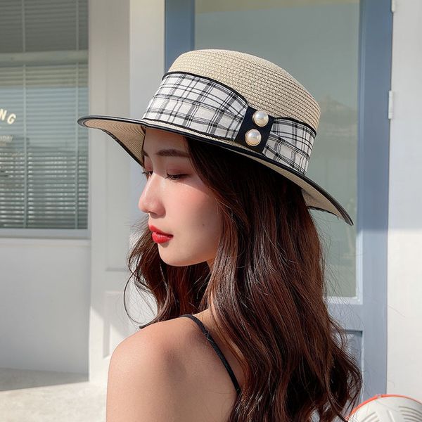 summer straw hat children's korean version of versatile pearl england beach travel big cornice hat leisure sunscreen basin hat, Blue;gray
summer straw hat children's korean version of versatile pearl england beach travel big cornice hat leisure sunscreen basin hat, Blue;gray