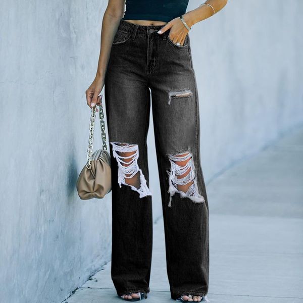 women's jeans 2021 autumn street hipster fashion washed ripped straight leg pants women cut, Blue
women's jeans 2021 autumn street hipster fashion washed ripped straight leg pants women cut, Blue