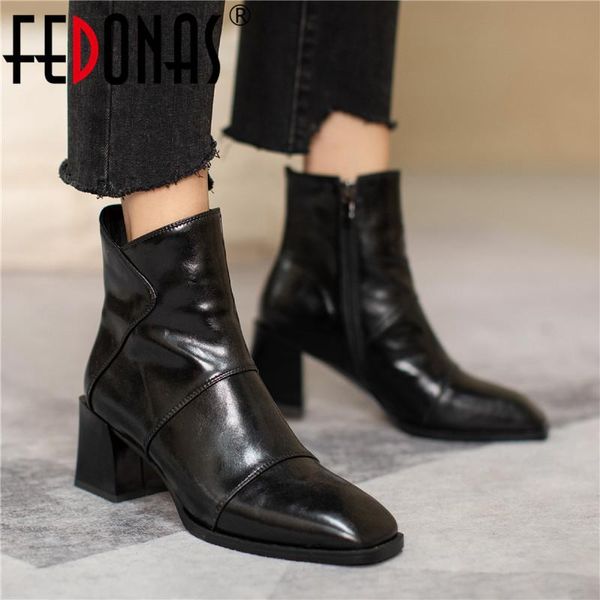 boots fedonas retro square toe women's office genuine leather thick heels shoes woman autumn winter working basic ankle, Black
boots fedonas retro square toe women's office genuine leather thick heels shoes woman autumn winter working basic ankle, Black