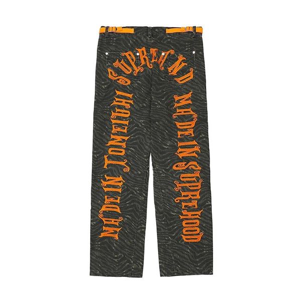 men's jeans letter embroidery leopard washed retro mens hip hop pants ripped frayed oversized loose vibe style casual denim trousers, Blue
men's jeans letter embroidery leopard washed retro mens hip hop pants ripped frayed oversized loose vibe style casual denim trousers, Blue