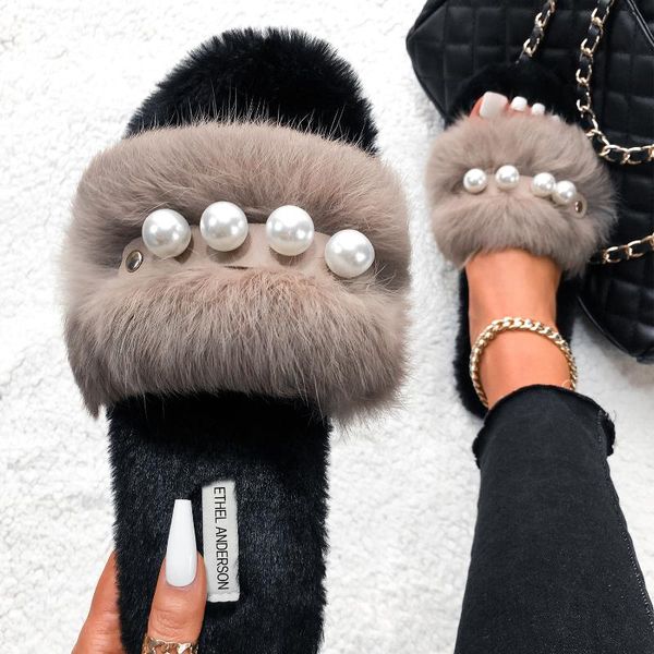 slippers real fur fluffy flip flops cute pearl furry slides designer plush summer sandals women home shoes, Black
slippers real fur fluffy flip flops cute pearl furry slides designer plush summer sandals women home shoes, Black