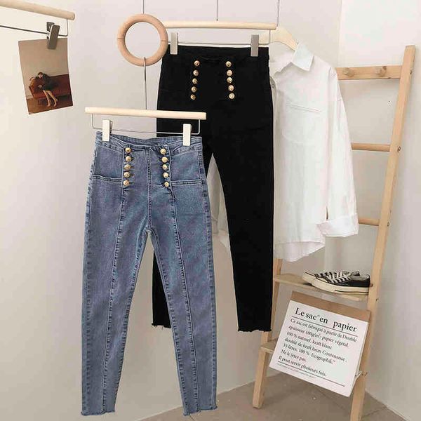 women's jeans double-breasted high waist stretch denim pants women's early spring korean fashion wild slim slimming pencil nine-po, Blue
women's jeans double-breasted high waist stretch denim pants women's early spring korean fashion wild slim slimming pencil nine-po, Blue