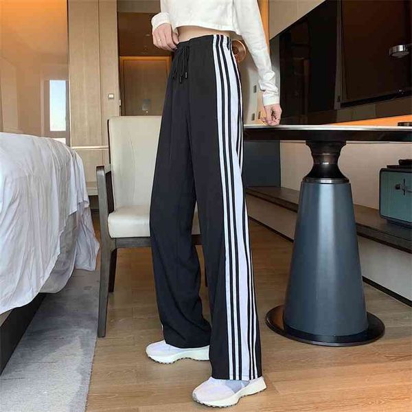 spring and summer korean loose vertical stripes straight casual pants sports wide leg women's high waist drape 210507, Black;white
spring and summer korean loose vertical stripes straight casual pants sports wide leg women's high waist drape 210507, Black;white