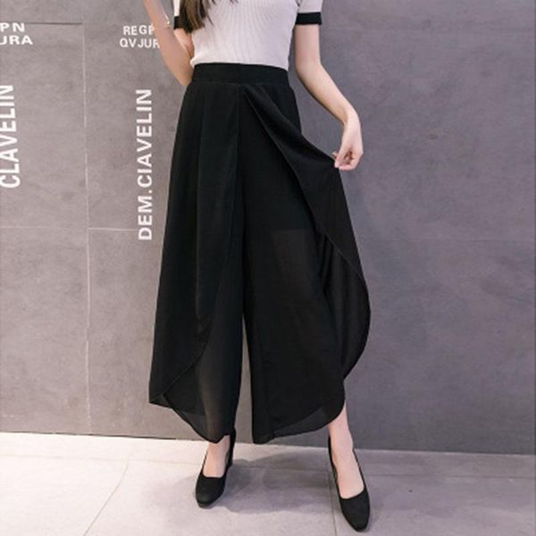 women's pants & capris chiffon cropped 2021 women causal wide leg trouser elegant loose pure color summer female tulle lining pant, Black;white
women's pants & capris chiffon cropped 2021 women causal wide leg trouser elegant loose pure color summer female tulle lining pant, Black;white