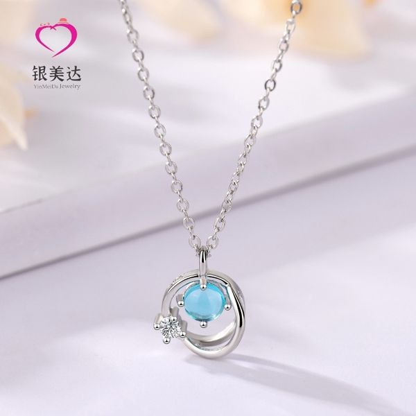 japanese and korean fashion blue aurora necklace women's style simple inlaid diamond sweet personality short clavicle chain, Black
japanese and korean fashion blue aurora necklace women's style simple inlaid diamond sweet personality short clavicle chain, Black