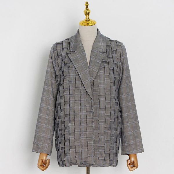 women's suits & blazers european and american personality gray plaid jacket autumn 2021 heavy industry pleated temperament commuter car, White;black
women's suits & blazers european and american personality gray plaid jacket autumn 2021 heavy industry pleated temperament commuter car, White;black
