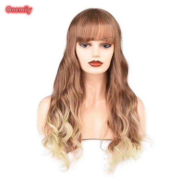 synthetic wigs onemily long wavy auburn blonde mix wig with air bangs heat friendly natural for daily wear, Black
synthetic wigs onemily long wavy auburn blonde mix wig with air bangs heat friendly natural for daily wear, Black